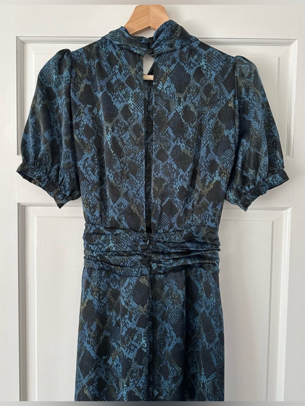 SOCIETA Italia Blue Black Snakeskin Maxi Dress High Neck Gothic Glam Size 42 / 6 - Picture 5 of 16